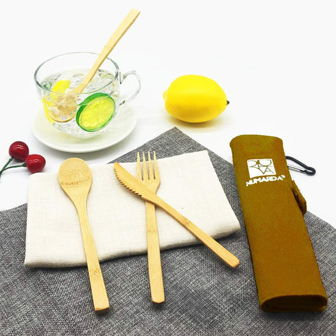 Bamboo Utensils, Eco Friendly Flatware Set, Bamboo Cutlery Set, Bamboo Travel Utensils, Camping Utensils Set, Portable Utensils Set, Knife, Fork, ...