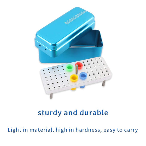 Annhua 60 Holes Dental Bur Blocks with Measurable Cover Autoclavable, Aluminum Burs Case Organizer Disinfection Holder Box for Dental Lab, Dentist...