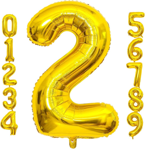 Lovoir 40 Inch Large Gold Number 2 Balloon Extra Big Size Jumbo Digit Mylar Foil Helium Balloons for Birthday Party Celebration Decorations Gradua...