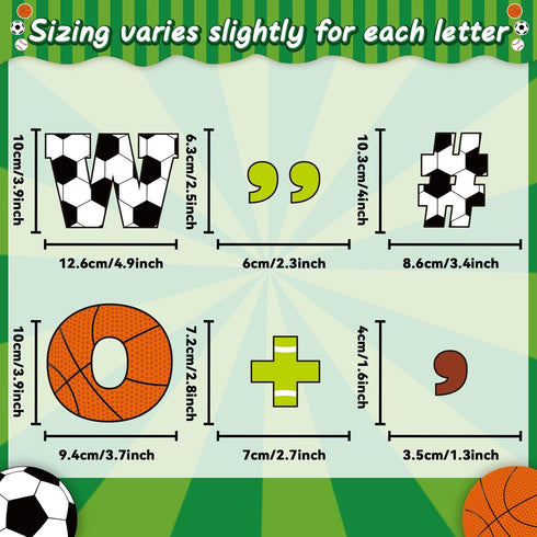 260pcs Sports Bulletin Board Letters for Classroom 4” Letters Combo Pack Set Football Soccer Classroom Decorations Alphabet Numbers Symbols Cutout...