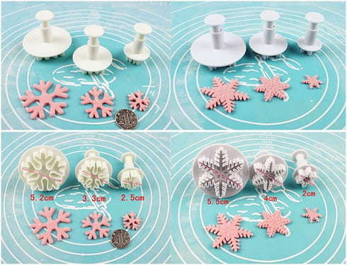 ilauke 6PCS Snowflake Cookie Cutters Decorating Fondant Embossing Tool Christmas Cookie Cutters Snowflake Plunger Cake Cutter...
