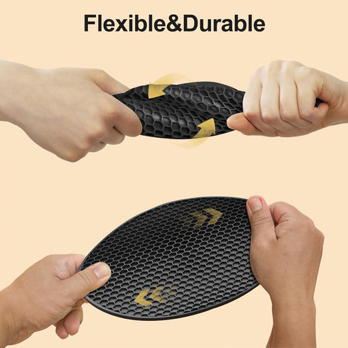 Ultra Thick 8mm Silicone Trivets for Hot Dishes Pots and Pans, Silicone Trivet Mat Hot Plates to Protect Table, Silicone Hot Pads for Kitchen Coun...
