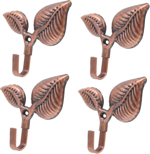 Leaf Wall Hooks 4 Sets Leaf Hook Black Coat Hooks Decorative Hooks Wall Hat Hook Office Wall Hanging Screw Iron Coat Hook Leaves...