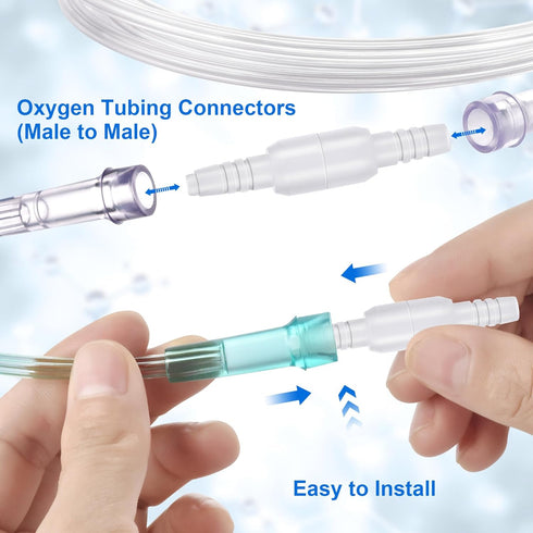 Oxygen Tubing Connectors 360° Swivel Cannula Connector Oxygen Hose Connectors Oxygen Straight Connectors for O2 Tubing Avoid Tube Tangles(White-10...
