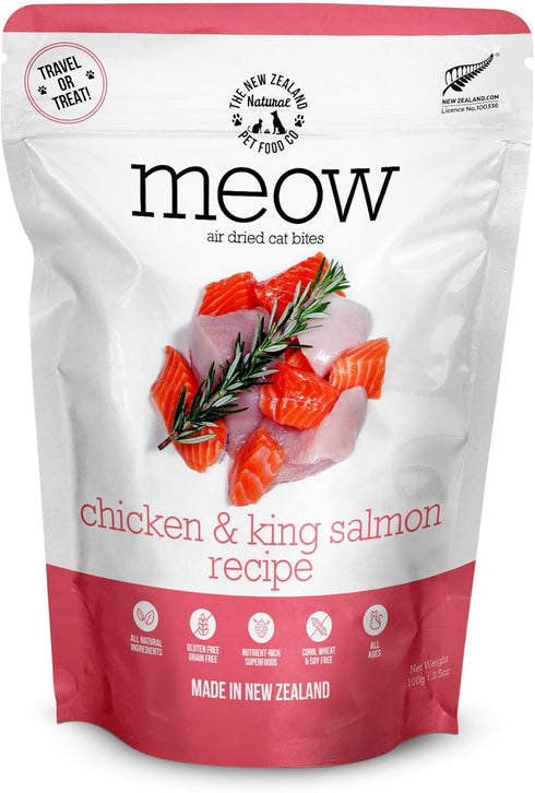The New Zealand Natural Pet Food Co MEOW e - Chicken & King Salmon Recipe, Dry Cat Food Use as a Complete Diet, Topper, Mixer, or as Cat Training ...