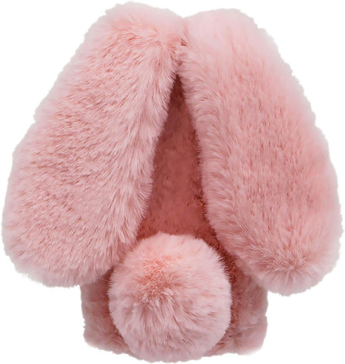 Rabbit Case for LG Stylo 6, LCHDA Cute 3D Bunny Ears Soft Furry Hairball Fuzzy Warm Winter Faux Fur Plush Fluffy Flexible TPU Bumper Women Girls P...