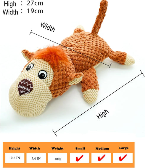 Dog Toy, Monkey Plush, Durable Chew Toy for Puppy, Medium, Large, Aggressive Chewers, Teething Relief, Interactive Sound, Lightweight...