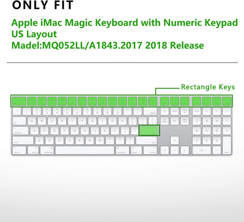 Ultra Thin Silicone Full Size Wireless Bluetooth Numeric Keyboard Cover Skin for iMac Magic Keyboard with Numeric Keypad MQ052LL/A A1843 2017 2018...