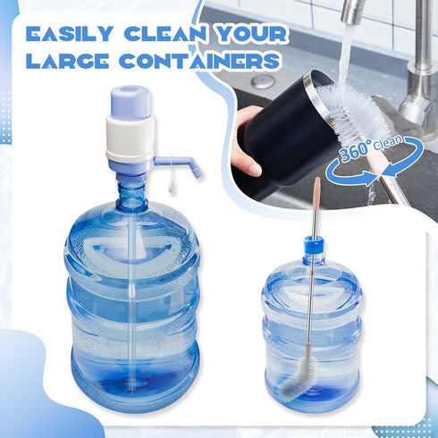 Tioncy 2 Pcs 28" Bottle Brush Cleaner Water Jug and 40'' Long Water Dispenser Brush 3 and 5 Gallon Bottle Cleaner Brush Water Jug Cleaners Nylon B...