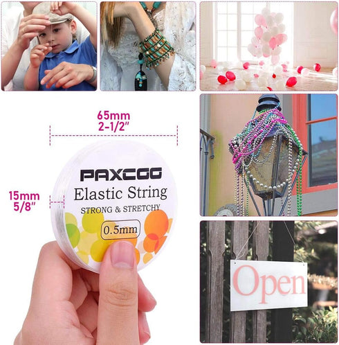 Elastic Thread for Jewelry Making, Paxcoo 6 Rolls Beading String for Bracelet Making, Clear Jewelry String Bracelet String with 2 Pcs Beading Need...