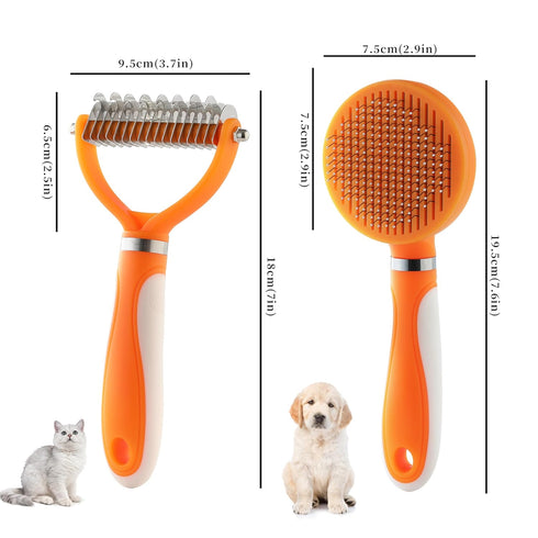 Pet Grooming Brush and Self Cleaning Slicker Brush, Dog Brush Cat Brush for Shedding, Undercoat Rake for Dogs & Cats, Deshedding Dematting Brush f...
