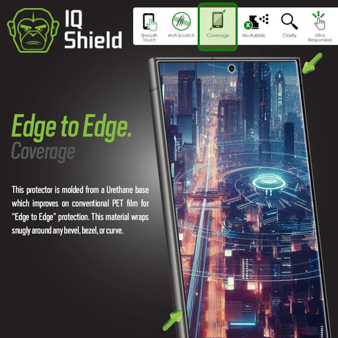 IQShield 2 Pack for Samsung Galaxy S24 Ultra Screen Protector: Clear TPU Film, Bubble-Free Installation, Scratch-Resistant, Case Friendly, HD Clar...