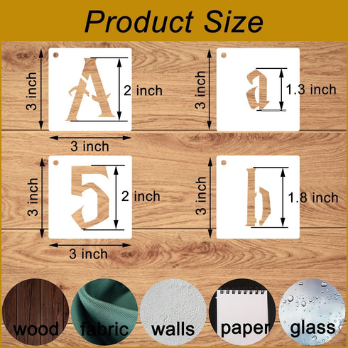 2 Inch Gothic Letter Stencils for Painting, 66 Pcs Reusable Old English Stencils, Calligraphy Letter Number Symbol Drawing Template Kit for Journa...