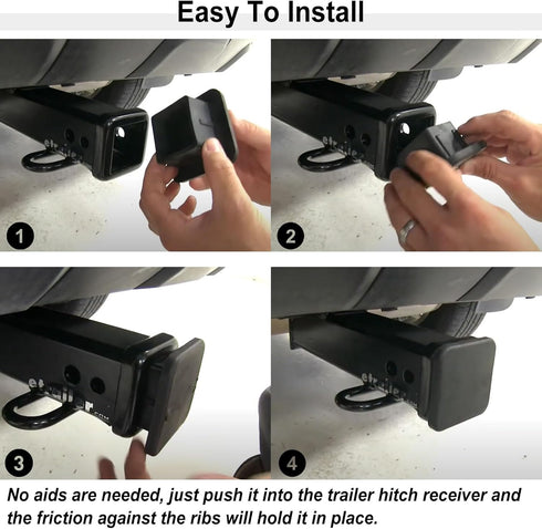 2 Inch Trailer Hitch Cover Black Rubber Tow Receiver Tube Plug Cap Fits for Any 2" x 2" Square Receiver Tube Fits for Class 3 4 5 to-yota F-ord G-...