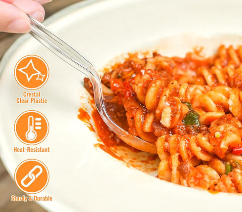 Disposable Plastic Spoons Clear, Pack of 50 Individually Wrapped...