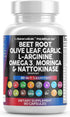 Beet Root Capsules 6000mg Olive Leaf 6000mg Nattokinase 4000 FU Garlic Extract 2000mg L-Arginine 400mg Omega 3 Red Yeast Rice Hibiscus Danshen - H...