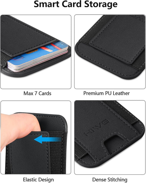 2 Pack Phone Card Holder, Premium Leather Phone Wallet Stick On, Strong Adhesive Cell Phone Pocket Credit Card Holder for Back of Phone Compatible...