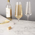 Viski Raye Angled Crystal Champagne Flutes Set of 2 - Premium Crystal Clear Glass, Modern Stemmed, Champagne Glass Gift Set - 8oz...