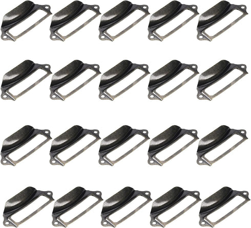Yinpecly 20Pcs Label Holder Pull Handles, Vintage Iron Label Frame Drawer Knobs for Cabinet Cupboard Dresser Drawer Wardrobe Door, Bronze Tone 2.7...