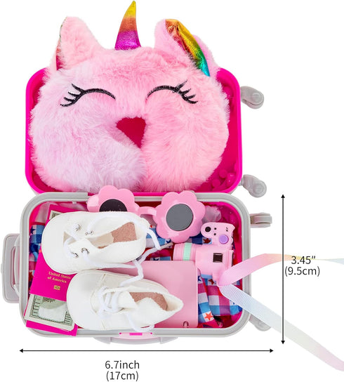 ZQDOLL American 18 inch Doll Clothes and Accessories - Doll Travel Suitcase Play Set Including Suitcase Doll Clothes, Shoes, Sunglasses, Camera, U...