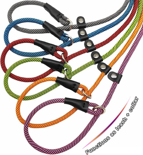 8FT Slip Lead Dog Leash, 1/3” Strong Rope Dog Leash, Adjustable No- Pull Small Dog Leash for Puppy, Small and Medium Pets Black...