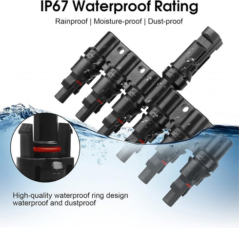 6 to 1 T Branch Connector Solar Panel Connectors Cable Splitter Coupler 1 Male to 6 Female and 1 Female to 6 Male, Solar cable connectors for resi...