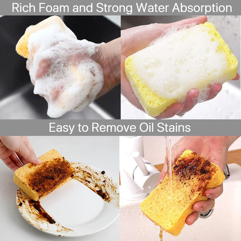 VANANA Biodegradable Kitchen Sponges Washing Up, Natural Compostable Cellulose Cleaning Sponges Colourful Sponge for Home Car Daily Use (12, Multi...