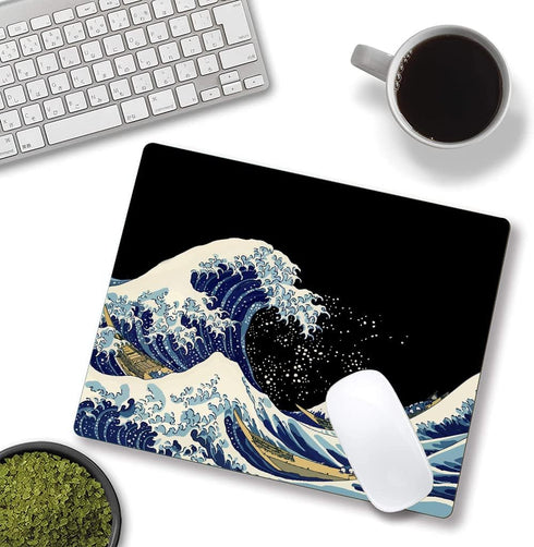 Mouse Pad, Japanese Sea Wave Design Mouse Pad, Washable Square Cloth Mousepad for Gaming Office Laptop, Non-Slip Rubber Computer Mouse Pads for Wi...