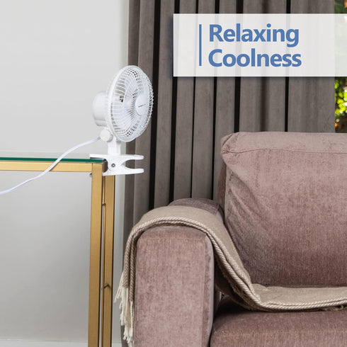 Air-Cooling 6-Inch Clip on Fan, 360° Rotation, Two Speed Portable Clip Fan With Strong Clamp Grip, Quiet Operating Desk Fan Made Of Durable Materi...