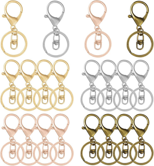 20pcs Lobster Claw Clasps Keychain for Jewelry Making,Metal Lobster Clasp Lobster Claw Clasps Hook with Flat Split Keychain Ring with Swivel Trigg...