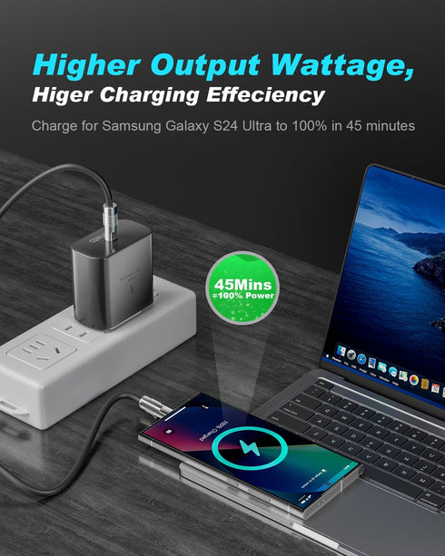 45W Type C Fast Charger, Waimeto Super Fast Charger with 6.6ft Type C to C Long Charging Cable for Samsung Galaxy S24 Ultra/S24/S23/S22 Ultra/S22+...