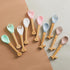 Mamimami Home Baby Feeding Spoon, Bamboo Wood and Silicone Baby Fork and Spoon - Soft Curved Silicone Tip Spoons - Suitable for Baby and Toddlers ...