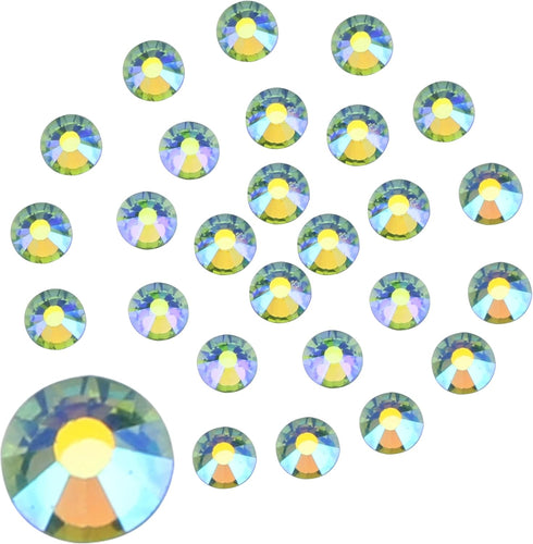 Jollin Glue Fix Crystal Flatback Rhinestones Glass Diamantes Gems for Nail Art Crafts Decorations Clothes Shoes(ss10 2880pcs, Light green AB)...
