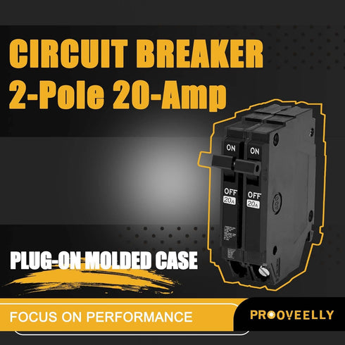 THQP220 Circuit Breaker, THQP220 2Pole Breaker,120/240V 20 Amp 10kAIC,Plug-in Mounting Type,includes Current limiting System, Protect Circuit Safe...