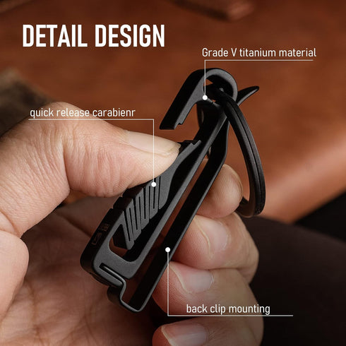 FEGVE Duty Belt Key Holders Titanium Carabiner Keychain Belt Clip with Keyring for Keys,Gifts for Men Dad (Black - BK1)...