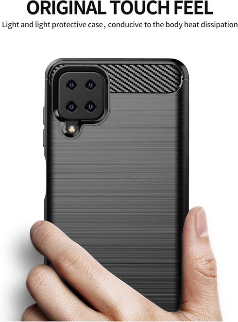 for Samsung Galaxy A12 case,with HD Screen Protector, Soft TPU Slim Fashion Non-Slip Protective Phone Case Cover for Samsung Galaxy A12 (Black Bru...