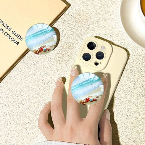 Translucent Clear Phone Grip with Expanding Kickstand,Cell Phone Collapsible Stand Beach Ocean Starfish Design for Smartphones......