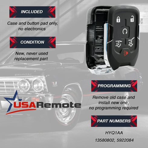 Case Shell Smart Key Fob Keyless Entry Remote fits 2014 2015 2016 2017 Chevy Tahoe Suburban / GMC Yukon (HYQ1AA)...