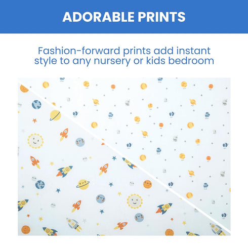 Delta Children Fitted Crib Sheets for Girls and Boys - Crib Sheet for Standard Crib and Toddler Mattresses - 28x52 Inch (Pack of 2), Space Explora...