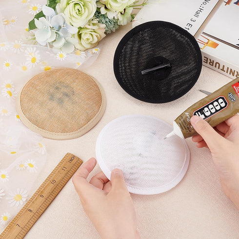 FINGERINSPIRE 3 Colors Round Hat Base with Clip 5.1 inch Diameter Polyester Sinamay Circle Hat Base Fascinator Base Millinery Women Hat Making Cra...