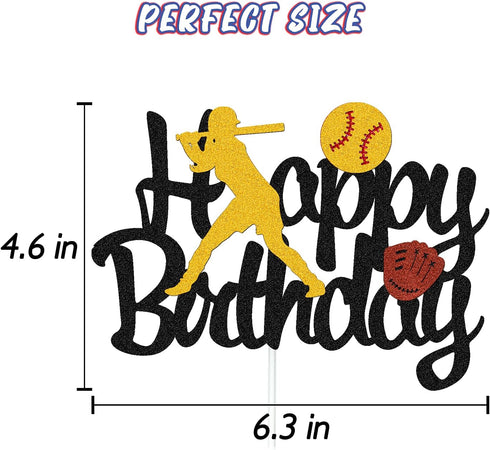 Softball Cake Topper,Baseball Cake Topper for Girl Boy Birthday Party Girl's Softball Pitcher Cake Decor...