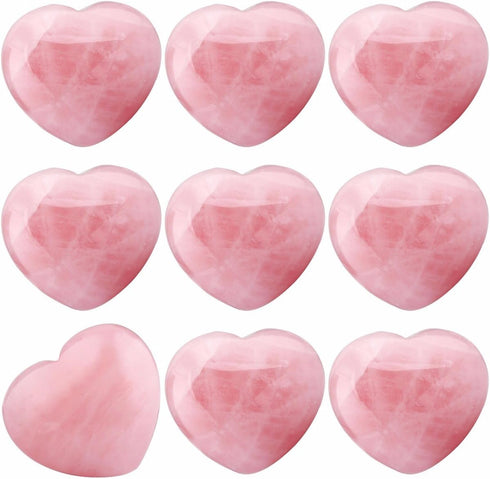 SUNYIK Assorted Natural Gemstones Carved Puff Heart Pocket Stone Set, Healing Palm Crystal Set for Christmas, Pack of 8(1")...