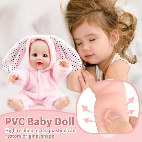 12 Inch Baby Doll with Accessories Set,Pink Rabbit soft baby dolls for 3+ year old girls boy,baby toys for Birthday gift (12 Inch Pink rabbit-YD-W...
