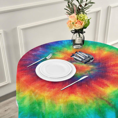 Tie Dye Round Tablecloth Stain Resistant Table Cloth Polyester Table Cover for Kitchen Dining Party Home Decor 60 Inch...