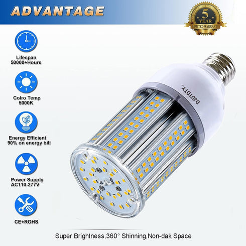 Amazon High Brightness LED Light Bulb?300W/200W/100W/60W A23 LED Corn Light Bulb, E26 E27 Base LED Corn Lamp, 5000 Lumen 5000K Daylight 110V~277V ...