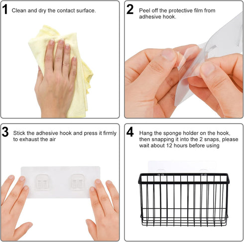 Toplife Wall Door Adhesive Kitchen Wrap Organizer Rack, No Drilling, Black...