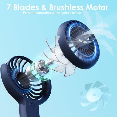 Mini Handheld Fan 2 Pack, Rechargeable Portable Hand Held Fan,5 Speed with Base Small Desk Fan,180° Rotatable Fan for Travel/Games/Season/Outdoor/...