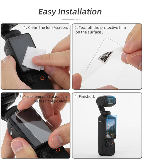 2 Lens Protector + 2 LCD Screen Protector for DJI Osmo Pocket 3, DJI Pocket 3 OP3 Tempered Glass Film Accessories,Full Screen Protection,DJI Pocke...