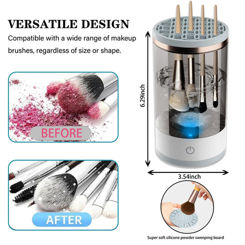 Electric Makeup Brush Cleaner Machine,2024 Upgrade Cosmetic Brush Cleaner, Automatic Spinning Makeup Brush Cleaner Fit For All Size, Eyeshadow, Bl...