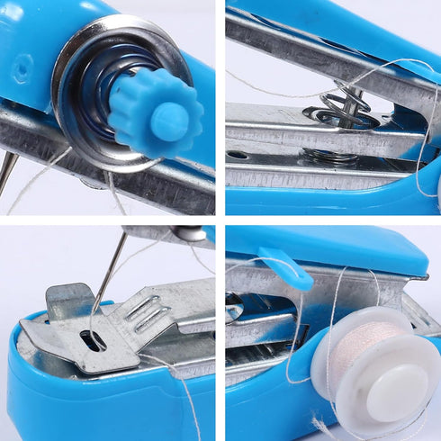 Blue Handheld Sewing Machine, Portable Mini Manual Sewing Machine Handy Needlework Tool Mini Sewer Machine Hand Stitcher Sewing Machine, Quilting ...